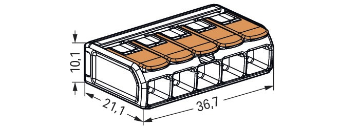 Steckklemme 5f 450V 41A Serie 221 0,5-6qmm farblos m.BetätiHebel