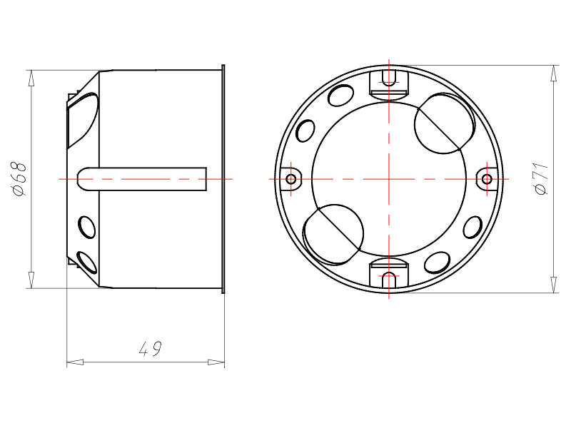 Hohlwanddose Ø68x48mm Kst rnd IP3X