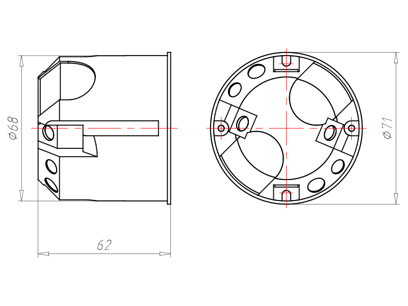 Verbindungsdose HW luftd Ø68x61mm Kst IP3X Ger/VerbDose/kast rnd