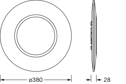 LED-Anbauleuchte RONDEL 22W 3000-6500K 1800lm graphit Konv IP40 Ø380x28mm