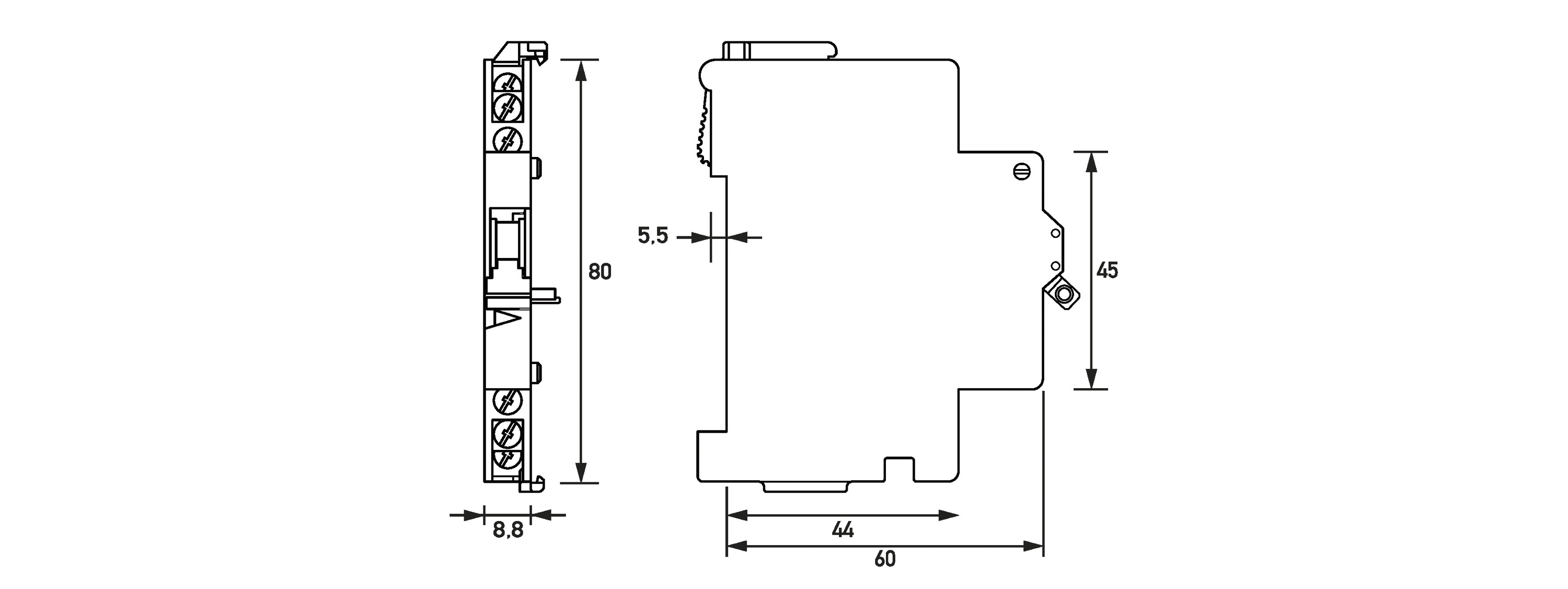 Fehlerschalter 2W FI/LS-Schalt 4A 250V Hilfsschalter/Fehlersignalschalter 0,5TE