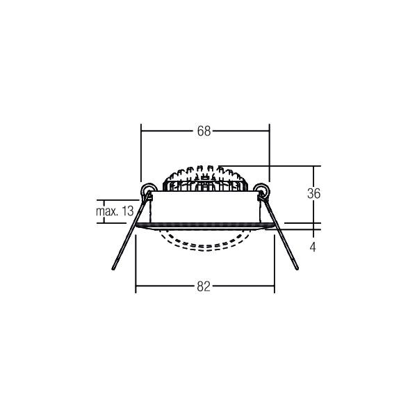 LED-Einbaustrahler 6W 3000K 630lm Konv chr glz 1LED Alu IP20 RF:hochglänzend