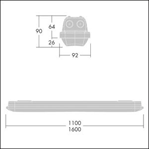 LED-Feuchtraumleuchte Aquaforce Pro gr 44,4W 4000K 6610lm Konv IP66