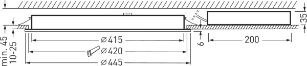 LED-Einbaustrahler 38W 3000K 4700lm Konv ws mt 1LED Alu IP54 freistrahlend/diffus