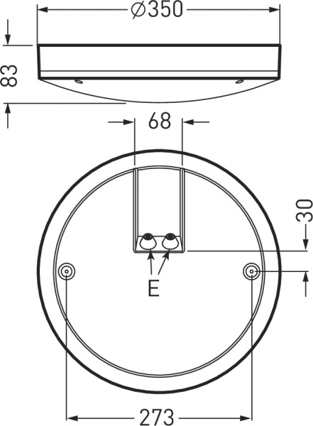 LED-Kunststoffleuchte 14-20W 3000-4000K 2100lm anth Konv IP65 Ø350x83mm