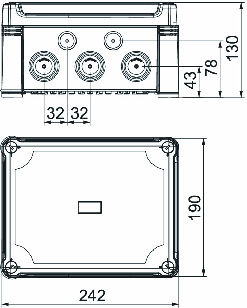 Abzweigdose IP67 16qmm 227x177x110mm lgr Kst Tragschien Wand/Decke hfr