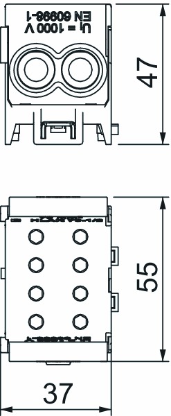 Hauptleitungsklemme 4Eing gr berührsich Schraube 1pol 35qmm/Zu 50qmm/Ab