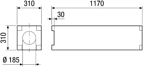 Durchführung-Ventilator Ø185mm rnd