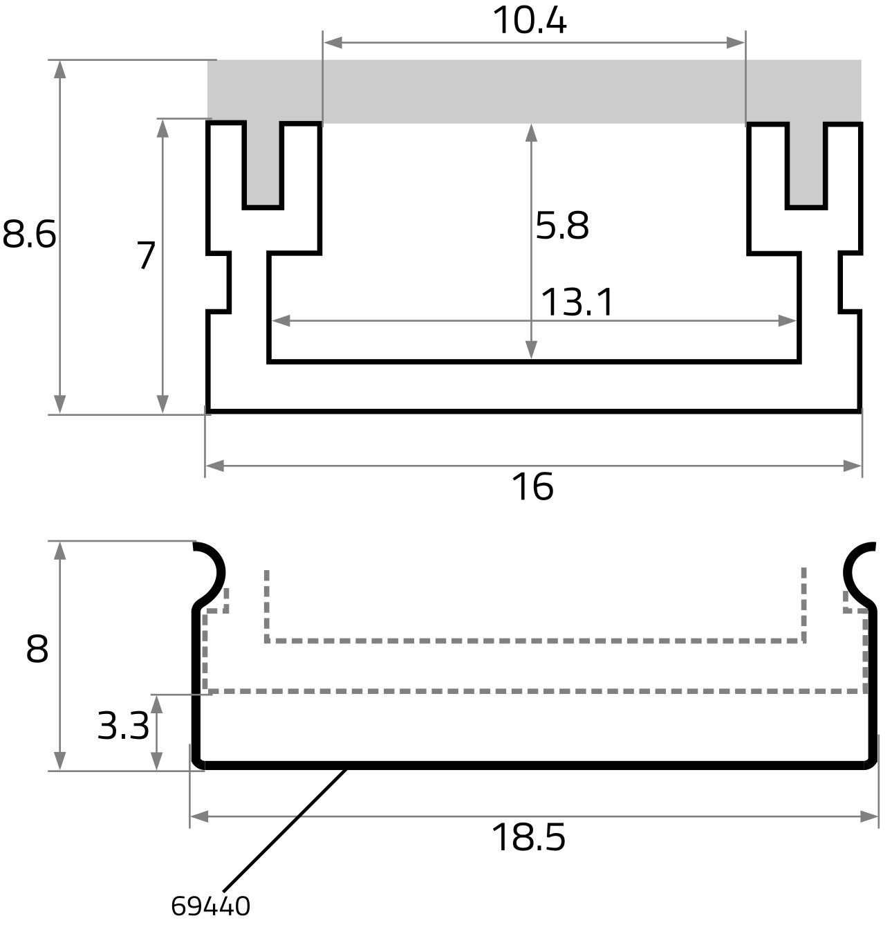 Alu-Profil alu L2000mm