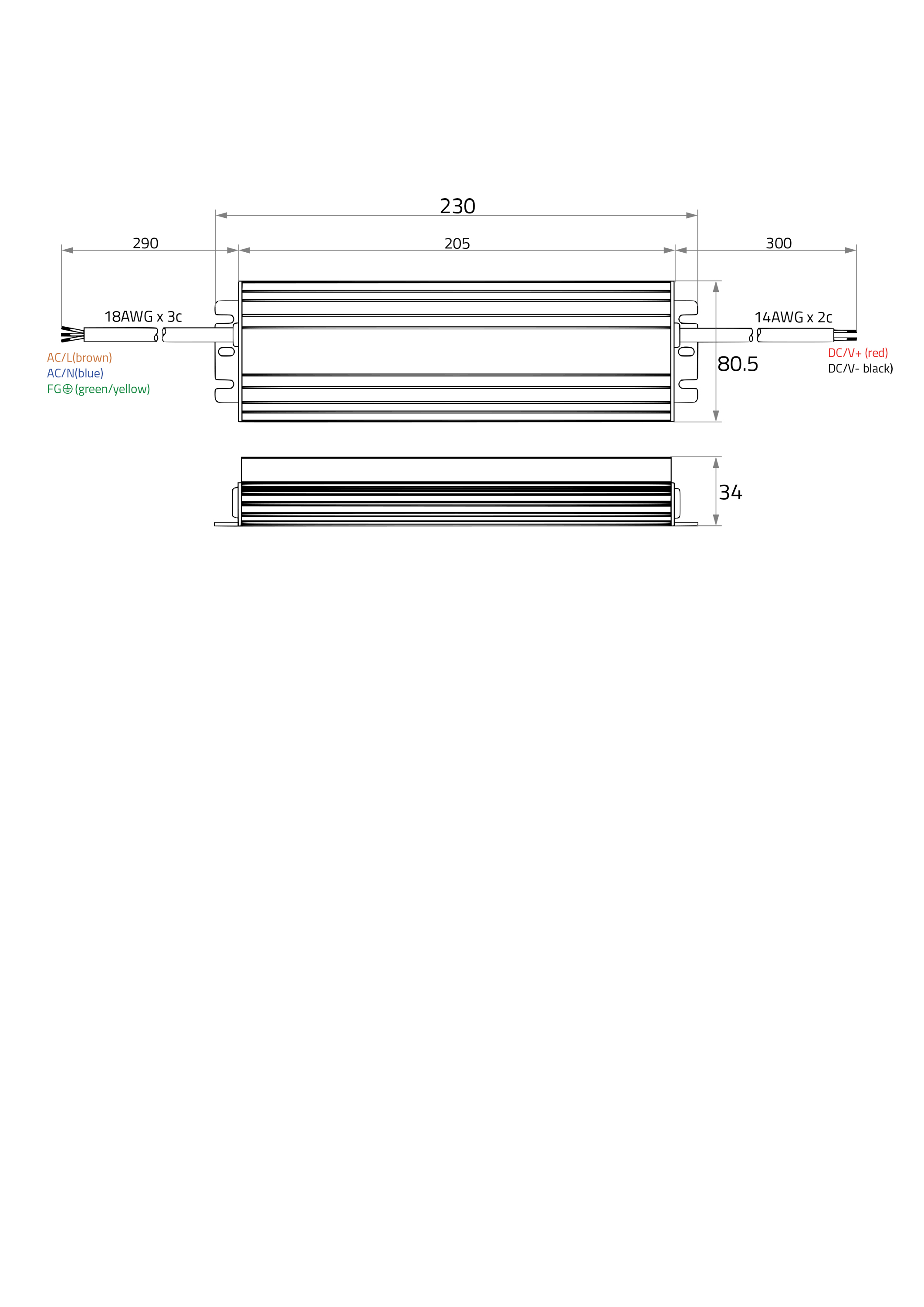 LED-Trafo 199,2W 8300mA 24V IP67 stat Metallgeh 205x80,5x34mm