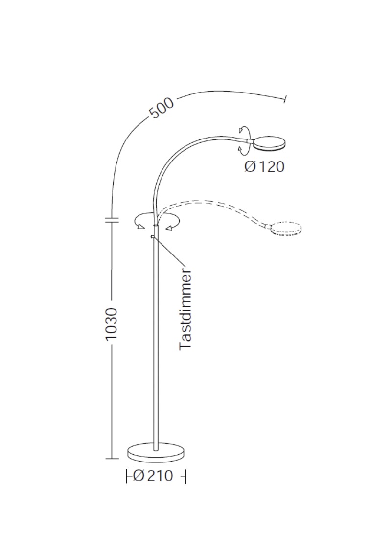 LED-Stehleuchte 19W FLEX-S 2700K 2000lm Konv 1LED elektr.Trafo direkt m.Schalter