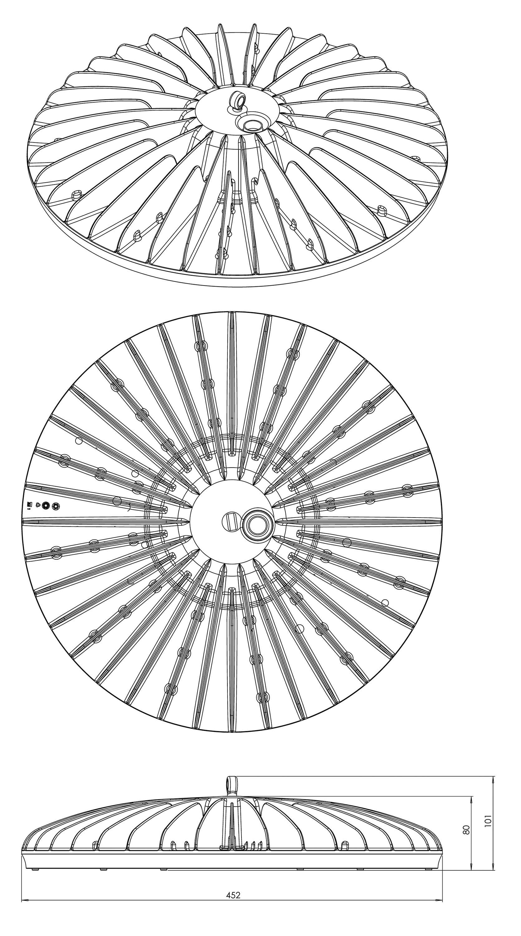 LED-Sporthallenleuchte SUN-HT60 190W sym 6000K 1LED 31900lm Konv Dimmung DALI