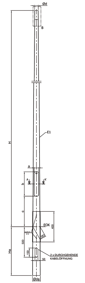 Lichtmast 4,5m Ø76mm ST vz