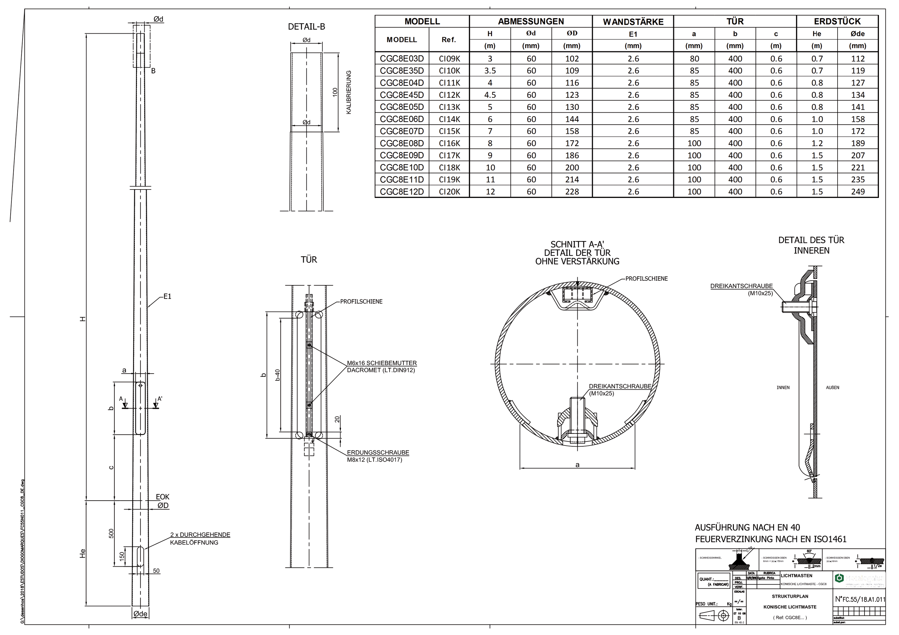 Lichtmast 4,5m Ø60mm ST vz