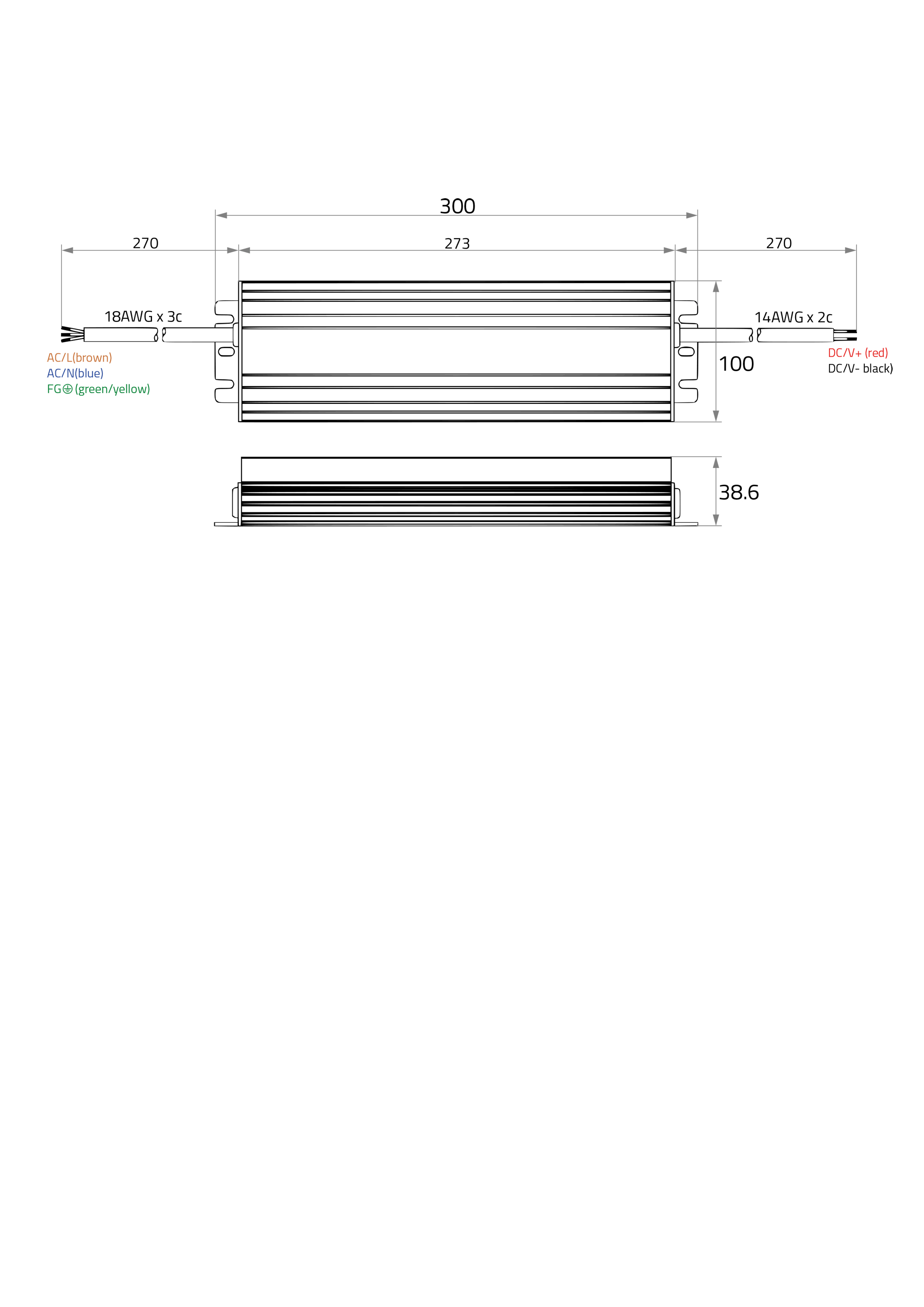 LED-Trafo 400W 16670mA 24V IP67 stat Metallgeh 300x100x38,6mm