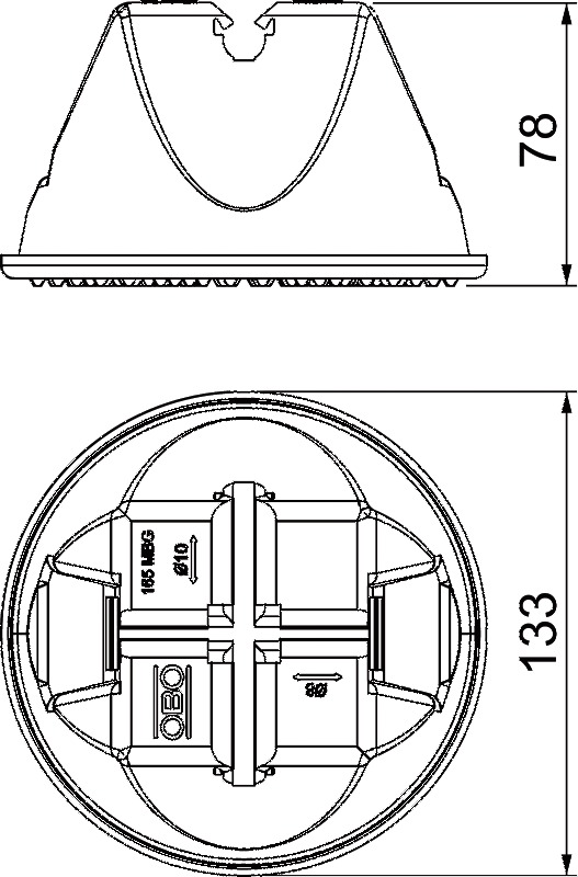 Dachleitungshalter Ø8-10m 8-10mm Flachd m.Clip kleb Kst Beton 133,5mm