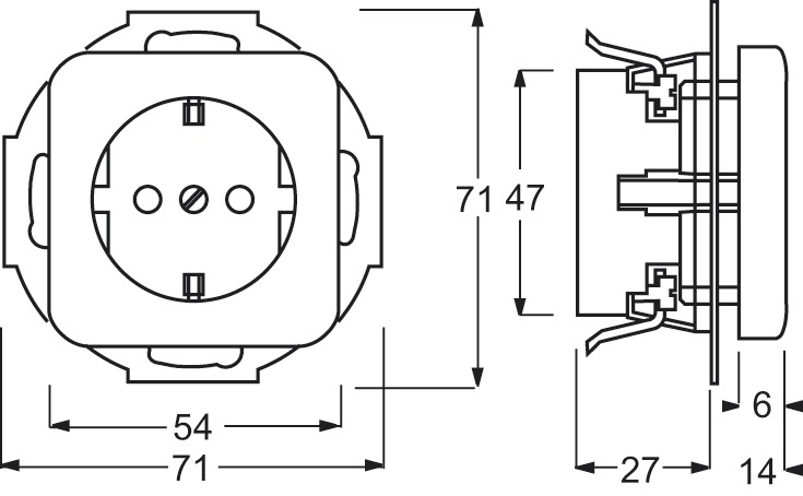 Steckdose 1f rt glz GEB-K IP20