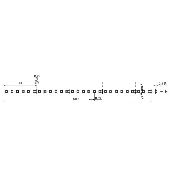 LED-Lichtband 9,6W/m ws 3100K 120Stk/m IP20 LED nicht austauschbar 5000mm DC