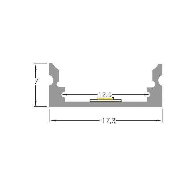 Alu-Profil alu L2500mm H7mm