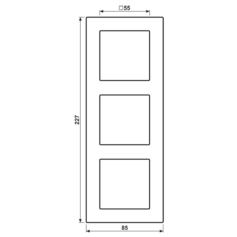 Einbaurahmen 3f alu glz A / A 550 Kst f.GEB-K Unterputzmontage Thermopl