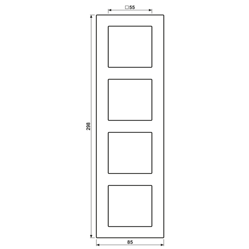 Einbaurahmen 4f alu glz A / A 550 Kst f.GEB-K Unterputzmontage Thermopl