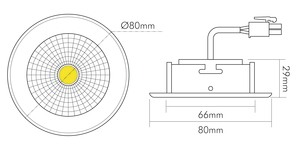 LED-Einbaustrahler 8W 3000K 700lm Konv ws mt 1LED Alu IP44 RF:hochglänzend