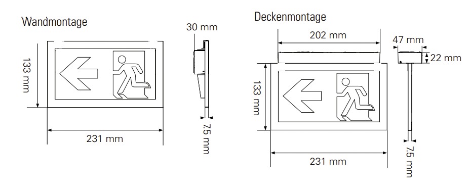 LED-Sicherheitsleuchte 1,6W 4000K IP42 1LED Wandanbau/Deckenanbau 20m zentral