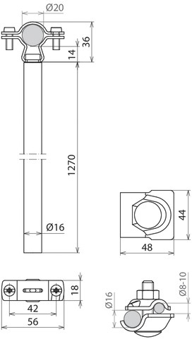 Distanzhalter L1270mm Ø20mm Edelstahl (V2A)