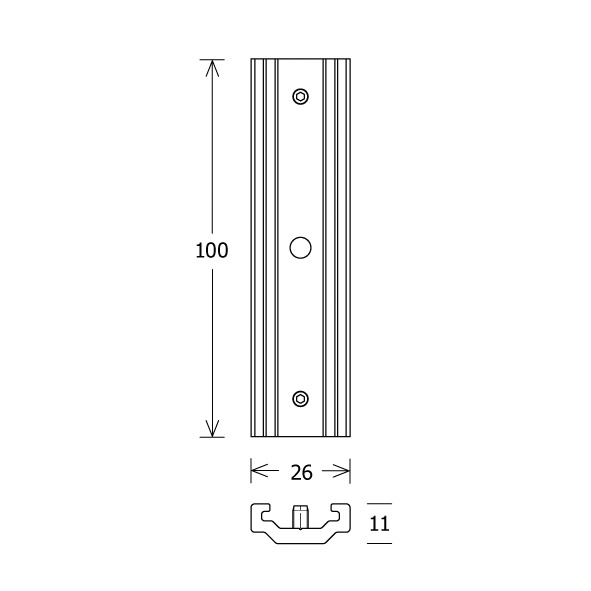 Kupplung/Verbinder ger sw Stromschienen Alu L100mm