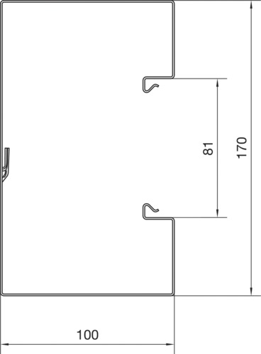 Geräteeinbaukanal ST 170x100mm ver-ws RAL9016 GEB-K besch 16030qmm 2000mm