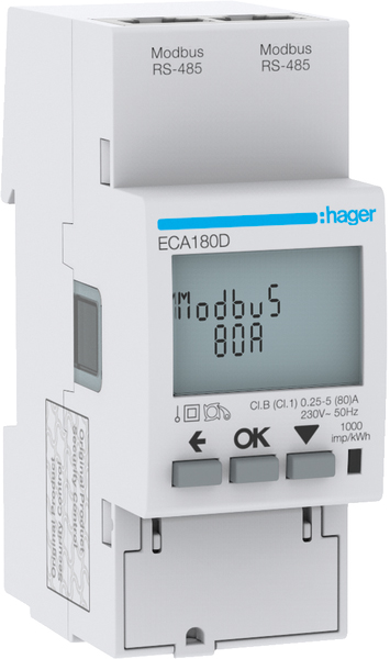 Wechselstromzähler 1ph 80 elektr digi geeicht B 80A RS-485 230V/L-L Multitarif