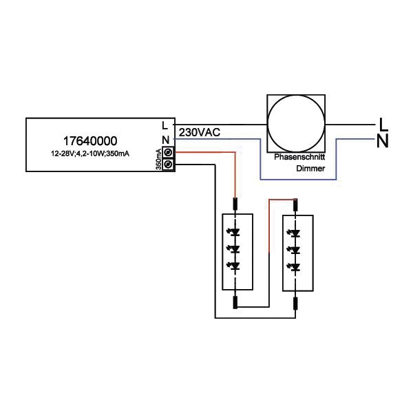 LED-Steuerung 4,2-10W 350mA 28,5V IP20 dim Dimmung Phasenabschnitt Kstgeh dyn