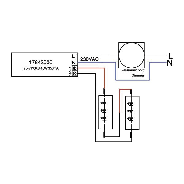 LED-Steuerung 8,75-18W 350mA 51,4V IP20 dim Dimmung Phasenabschnitt Kstgeh dyn