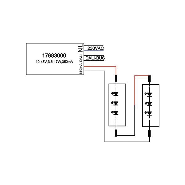 LED-Steuerung 3,5-17W 350mA 48,5V IP20 DALI Dimmung DALI Kstgeh dyn