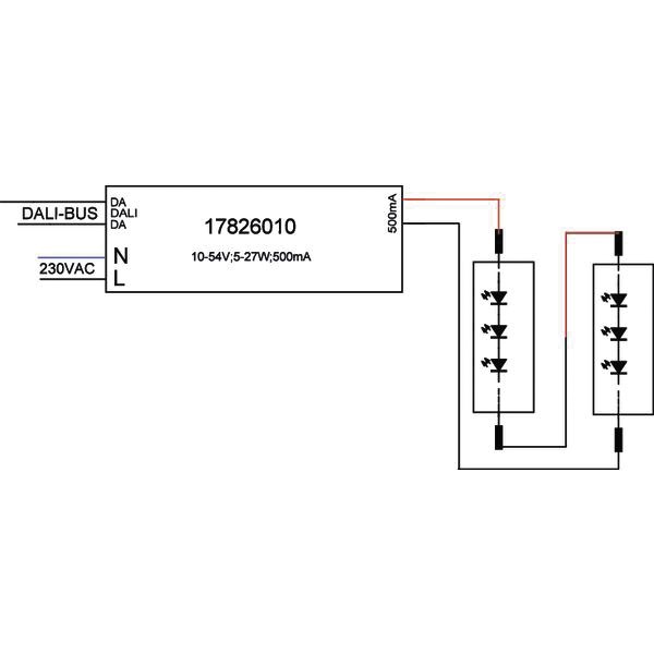 LED-Steuerung 5-27W 500mA 54V IP20 DALI Dimmung DALI Kstgeh dyn 146,5x44x30mm