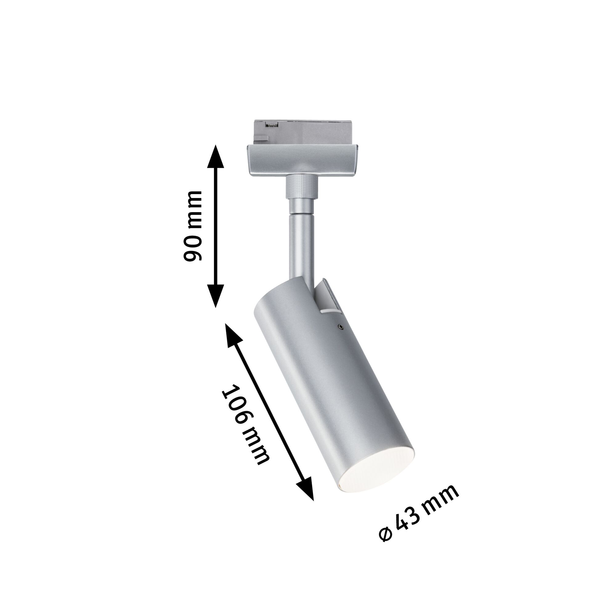 LED-Schienenstrahler 5W Tubo 3000K 265lm chr mt 1LED Kst IP20 2ph 196x42x105mm