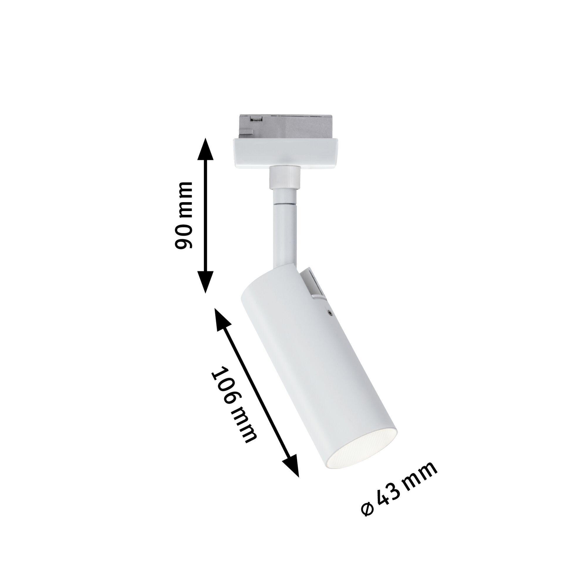 LED-Schienenstrahler 5W Tubo 3000K 265lm ws mt 1LED Kst IP20 2ph 196x42x105mm