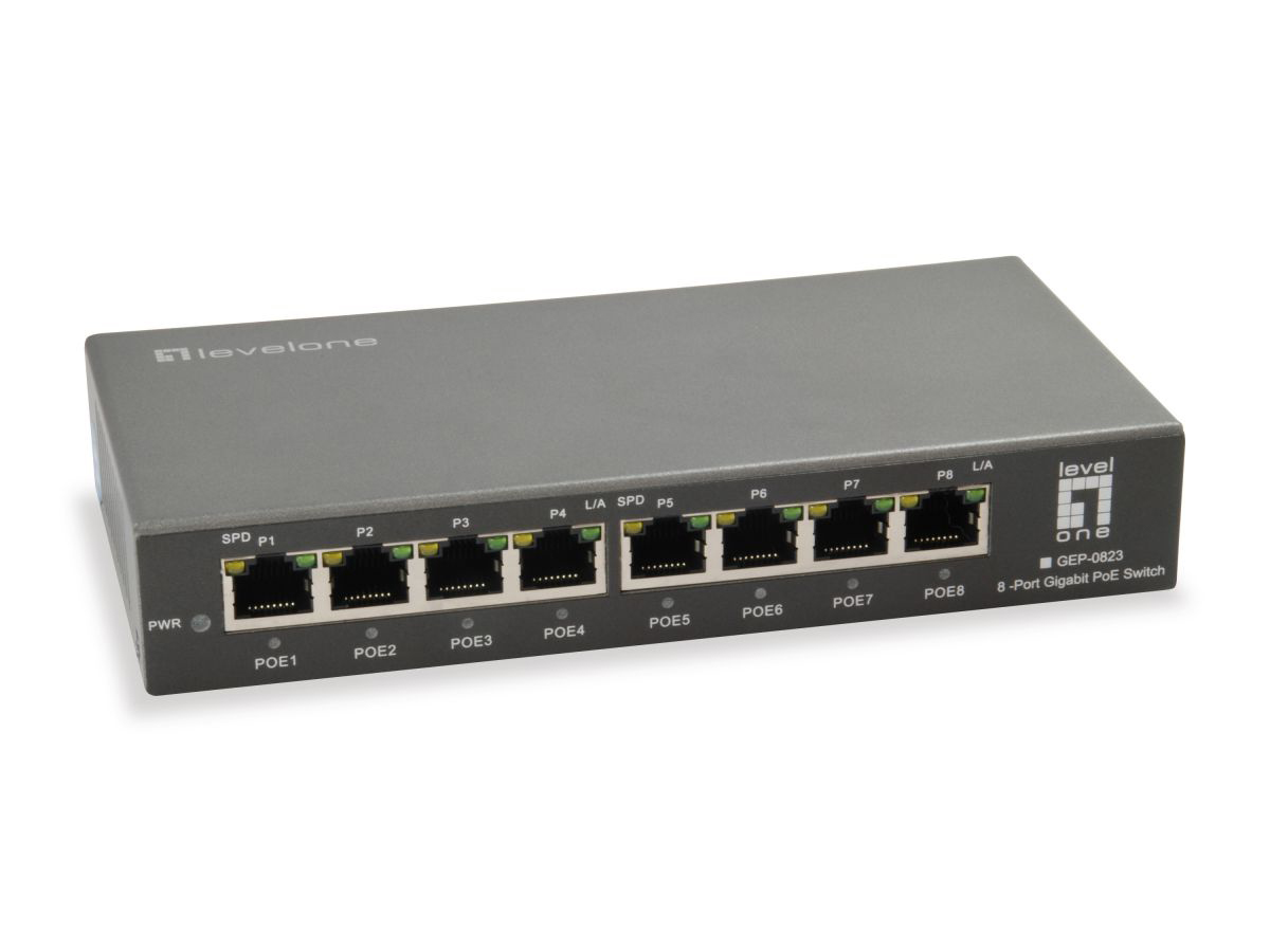 Tischswitch 802.3 af (PoE) Switch 8x10/100/1000Mbps