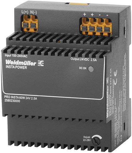 Gleichstromversorgung REG 22-28V 60W 85-264VAC f.Reiheneinb 2,5A IP20