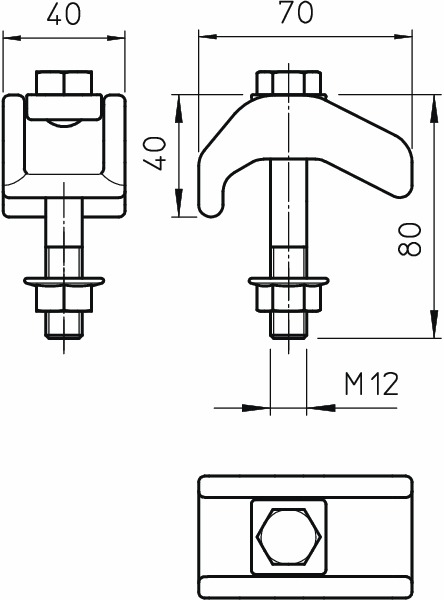 Schraubklemme Ø12mm ST durchl M12 StGuss 20mm Zn/AluLam