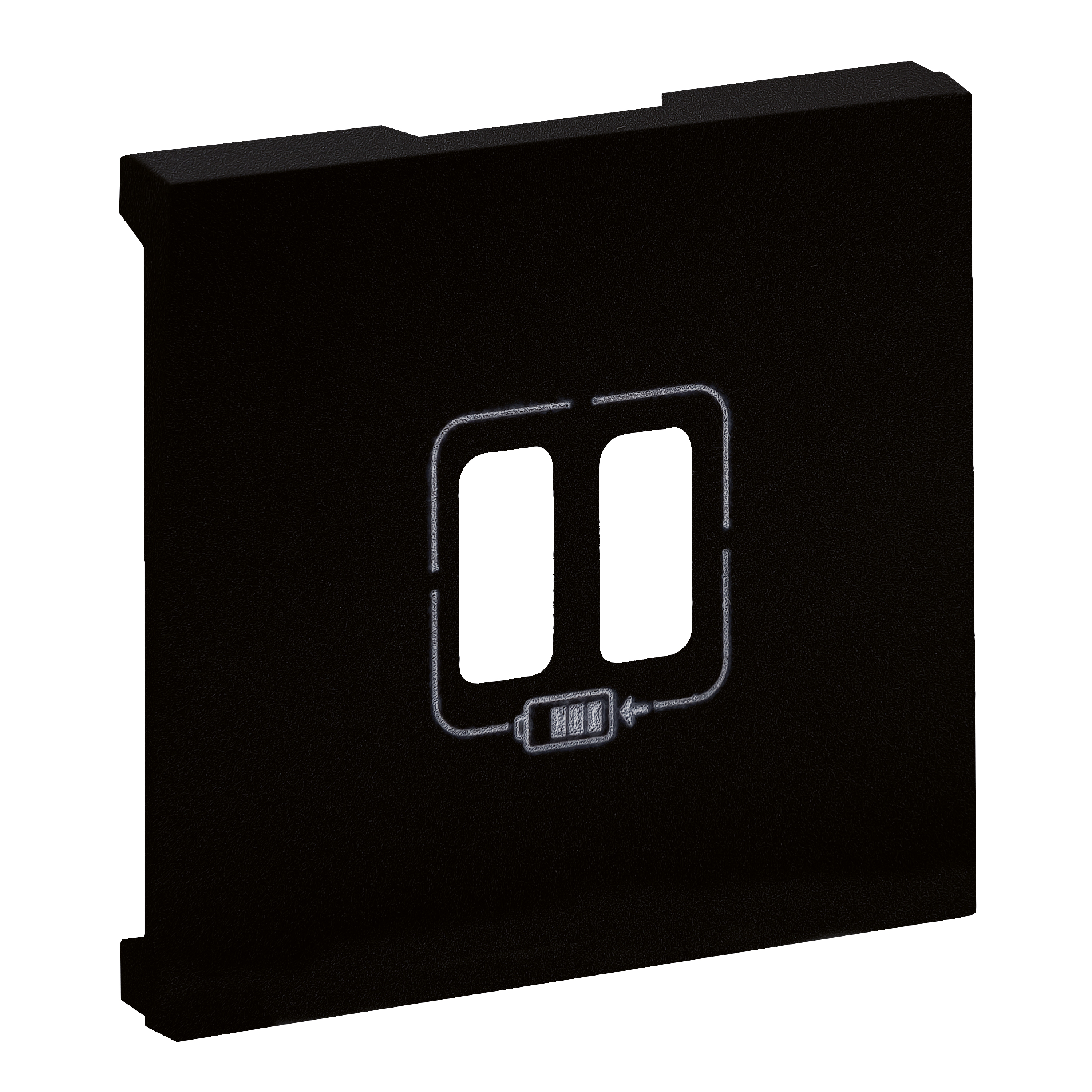 Zentralplatte USB 1f sw m.Aufdr ohne
