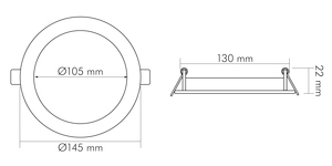 LED-Panel 8W 4000K 900lm ws Konv IP44 Ø145x22mm