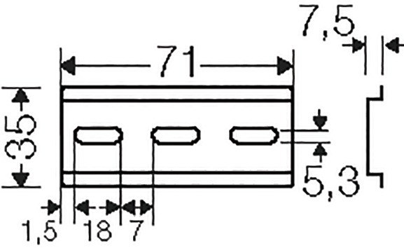 Tragschiene ST L71mm Langl 35/7,5mm Hut_35/7,5mm