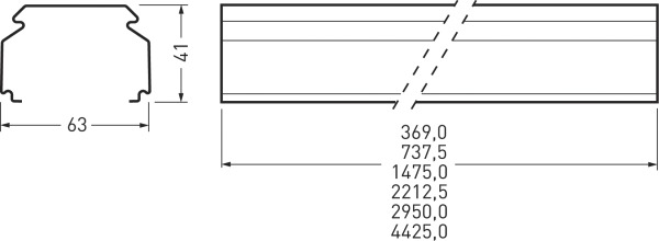 Tragschiene Lichtband 2-l E-Line Fix ws 7x2,5qmm IP20 2-längig f.Kabelrinne