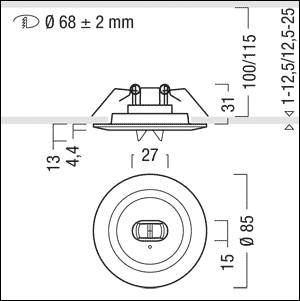 LED-Sicherheitsleuchte 3,8W 4000K 281lm IP40 EB 2LEDs Einb ÜberwBaust dezentr