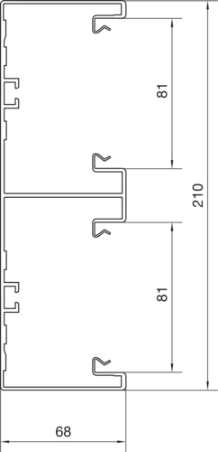 Geräteeinbaukanal Alu 210x68mm ver-ws RAL9016 GEB-K besch 12060qmm 2000mm