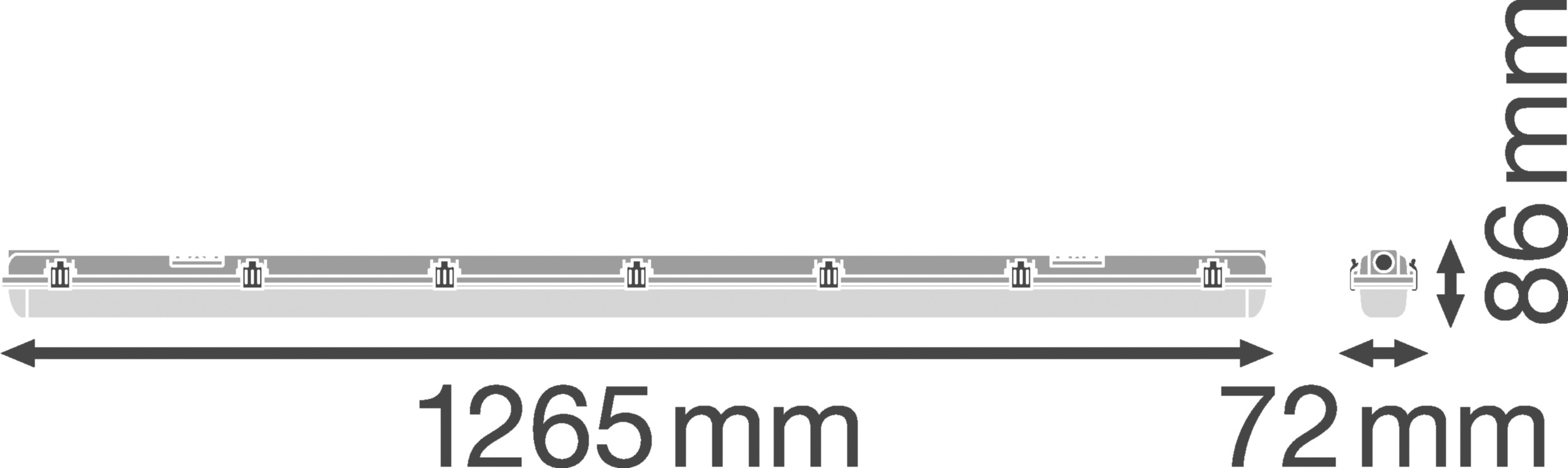 Anbaugehäuse gr Kst G13 L1261mm H75mm