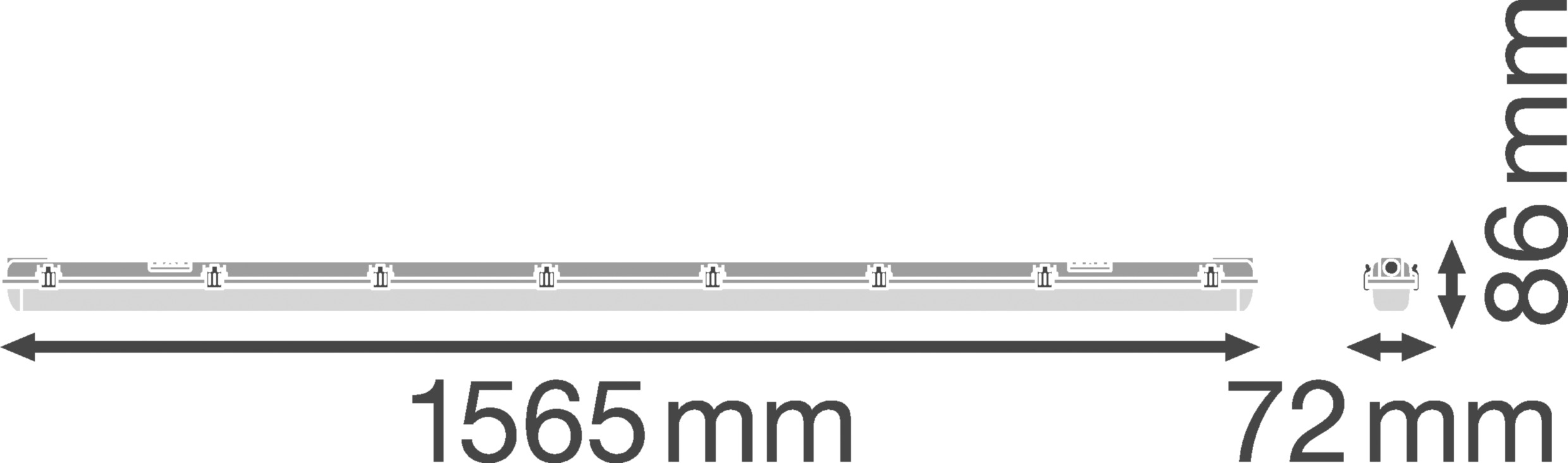 Anbaugehäuse gr Kst G13 L1561mm H75mm