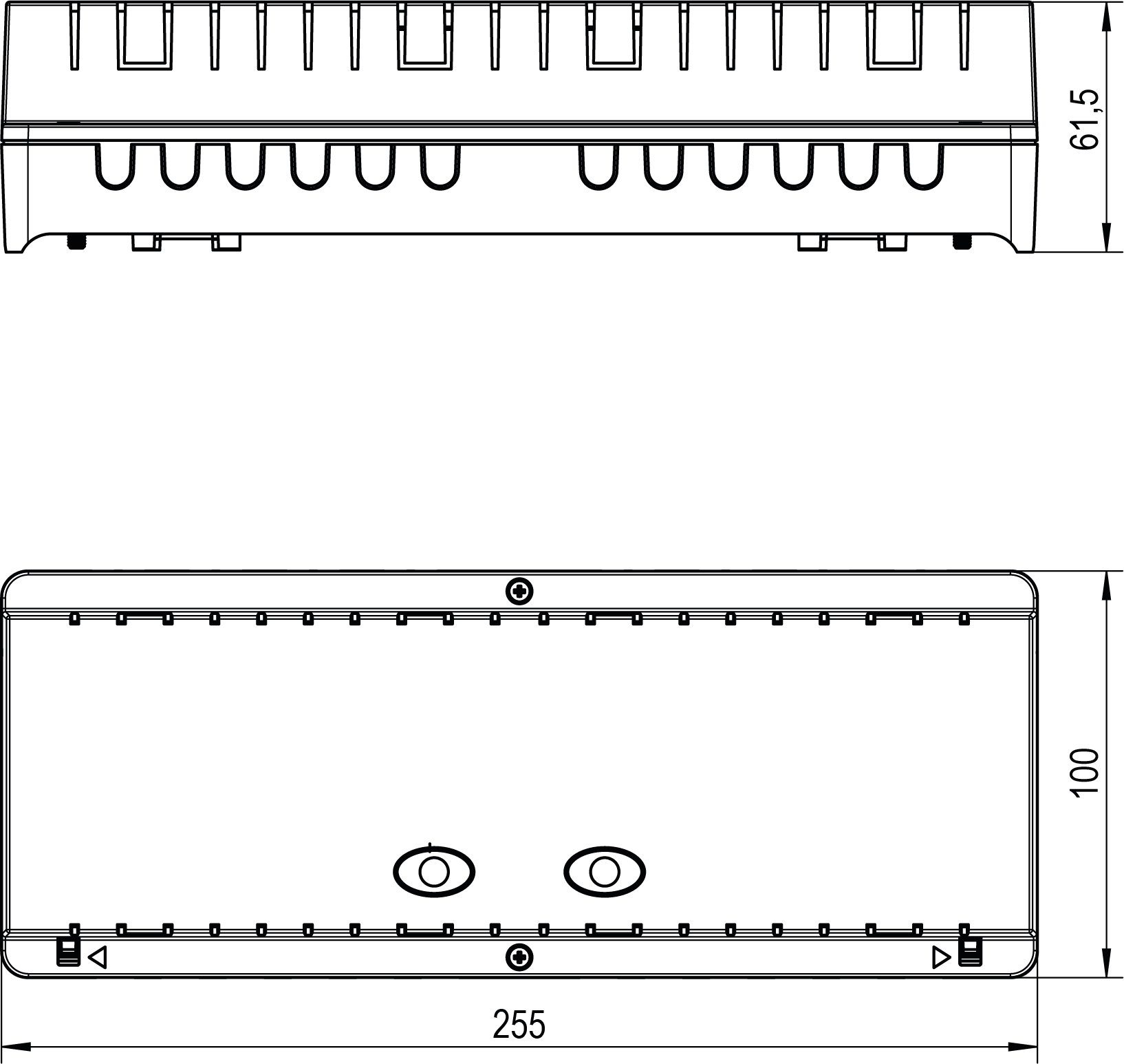 Klemmenkasten Kst 255x100x61,5mm AP IP20 Anbaumöglichkeit hfr