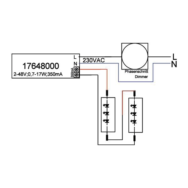 LED-Steuerung 0,7-17W 350mA 48V IP20 dim Dimmung Phasenabschnitt Kstgeh dyn